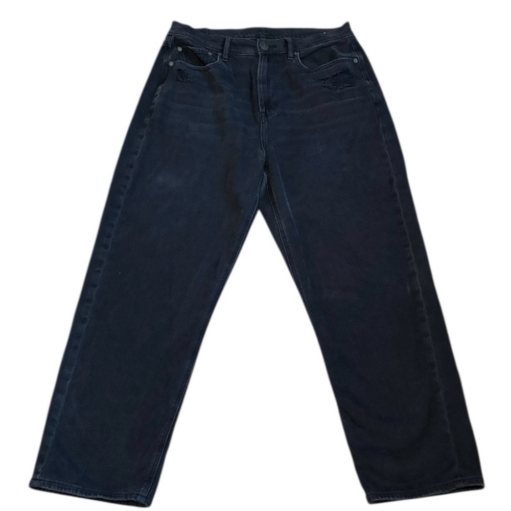 American Eagle Straight leg Jeans Black Distressed High rise Women’s 14